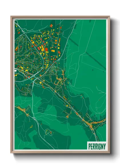 Une affiche de carte sur Perrigny