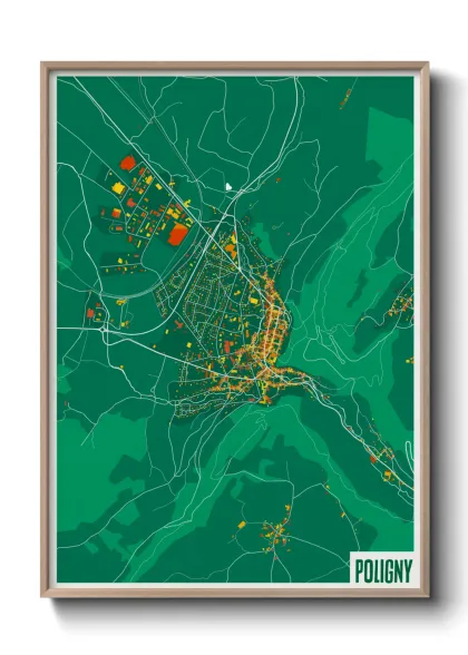 Une affiche de carte sur Poligny