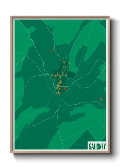 Une affiche de carte sur Saligney