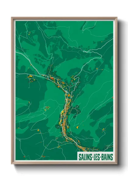 Une affiche de carte sur Salins-les-Bains