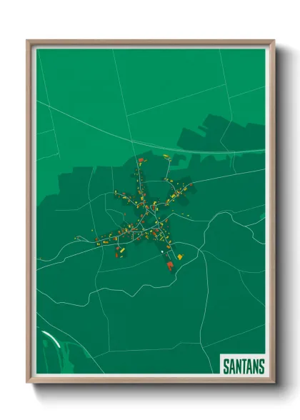 Une affiche de carte sur Santans
