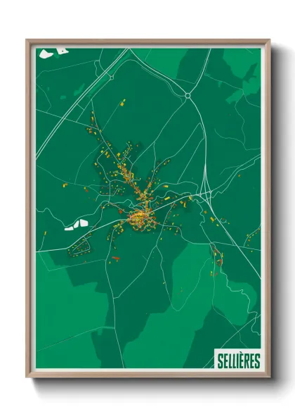 Une affiche de carte sur Sellières