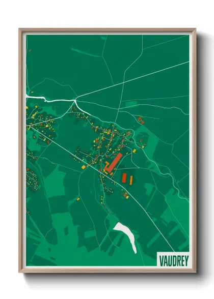 Une affiche de carte sur Vaudrey
