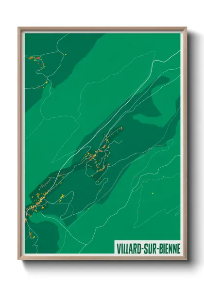 Une affiche de carte sur Villard-sur-Bienne