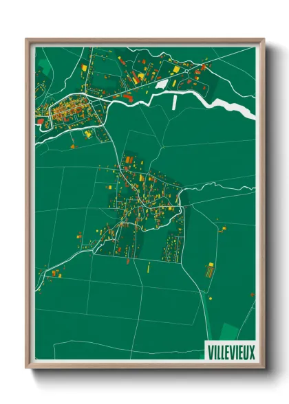 Une affiche de carte sur Villevieux