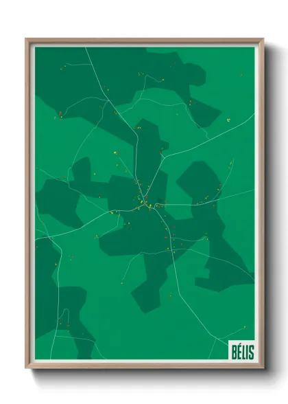 Une affiche de carte sur Bélis