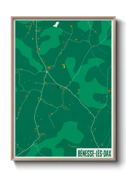 Une affiche de carte sur Bénesse-lès-Dax