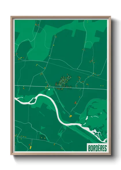 Une affiche de carte sur Bordères