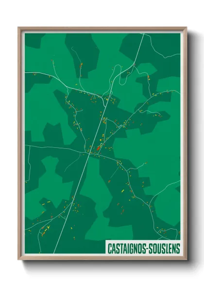 Une affiche de carte sur Castaignos-Souslens
