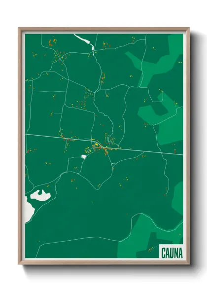 Une affiche de carte sur Cauna