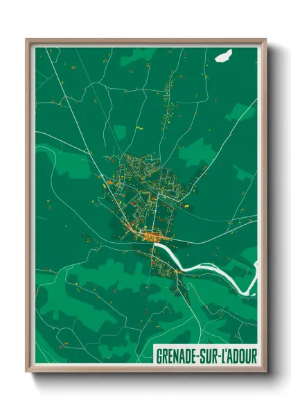 Une affiche de carte sur Grenade-sur-l'Adour