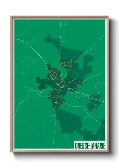 Une affiche de carte sur Onesse-Laharie