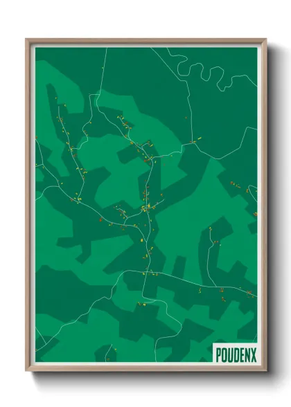 Une affiche de carte sur Poudenx
