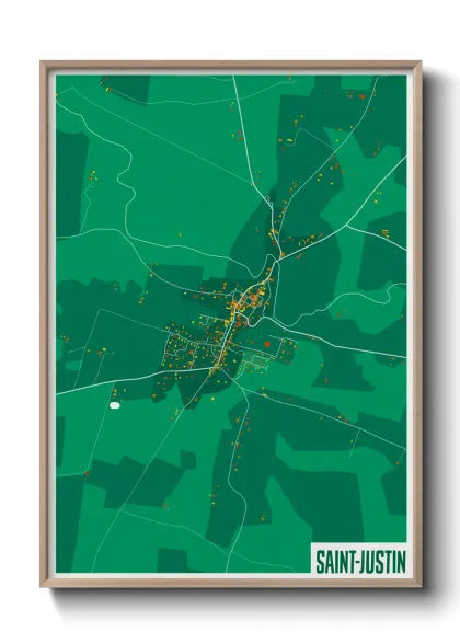 Une affiche de carte sur Saint-Justin