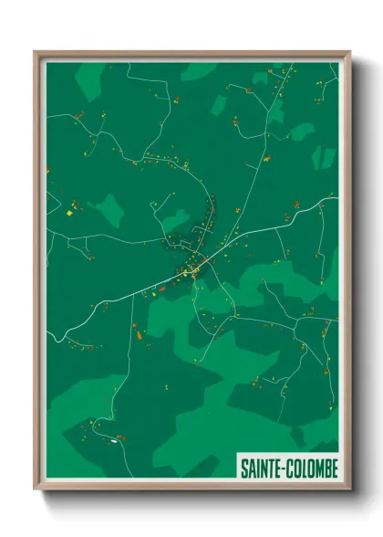 Une affiche de carte sur Sainte-Colombe