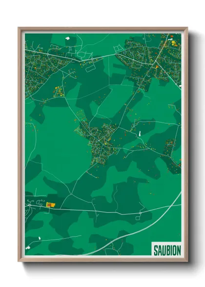 Une affiche de carte sur Saubion