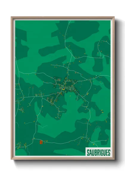 Une affiche de carte sur Saubrigues
