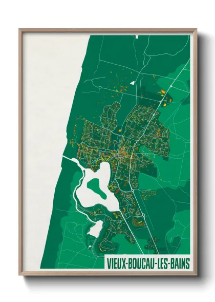 Une affiche de carte sur Vieux-Boucau-les-Bains