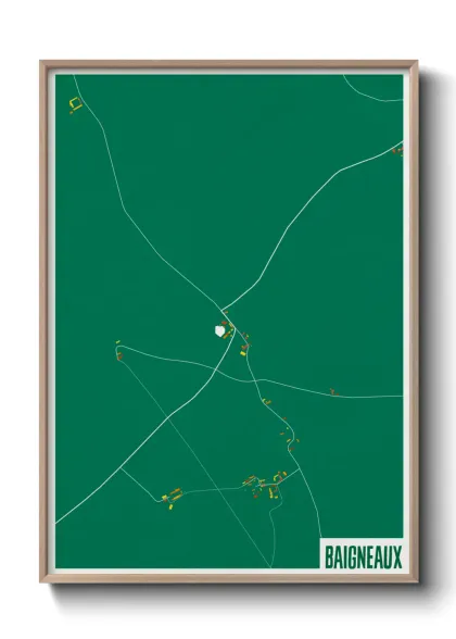 Une affiche de carte sur Baigneaux