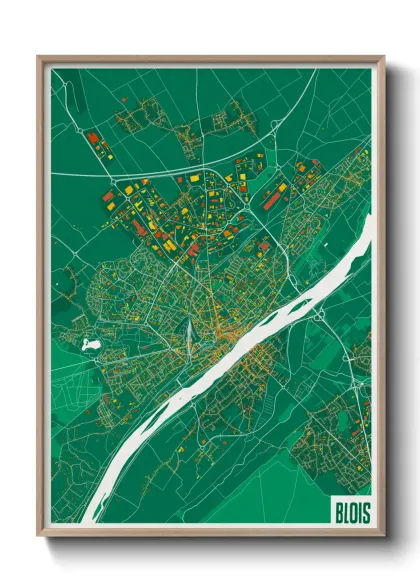 Une affiche de carte sur Blois