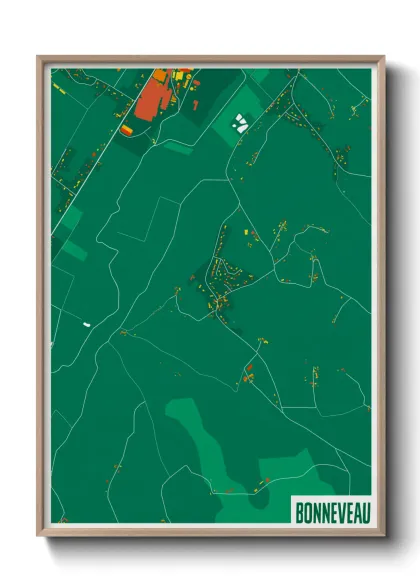 Une affiche de carte sur Bonneveau