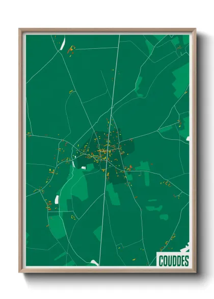 Une affiche de carte sur Couddes