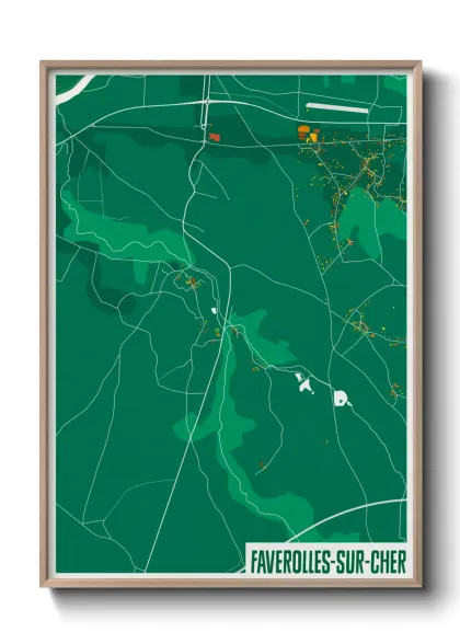 Une affiche de carte sur Faverolles-sur-Cher