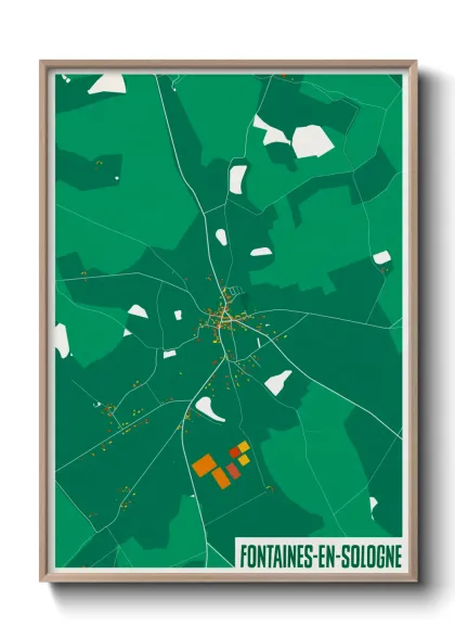 Une affiche de carte sur Fontaines-en-Sologne
