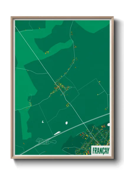 Une affiche de carte sur Françay