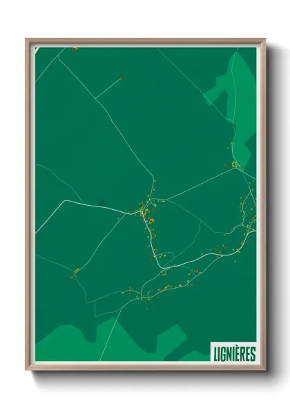 Une affiche de carte sur Lignières