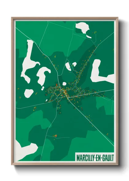 Une affiche de carte sur Marcilly-en-Gault