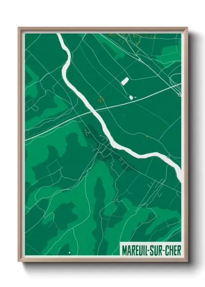Une affiche de carte sur Mareuil-sur-Cher