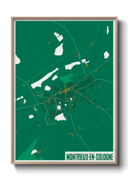 Une affiche de carte sur Montrieux-en-Sologne