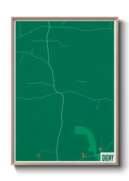 Une affiche de carte sur Oigny