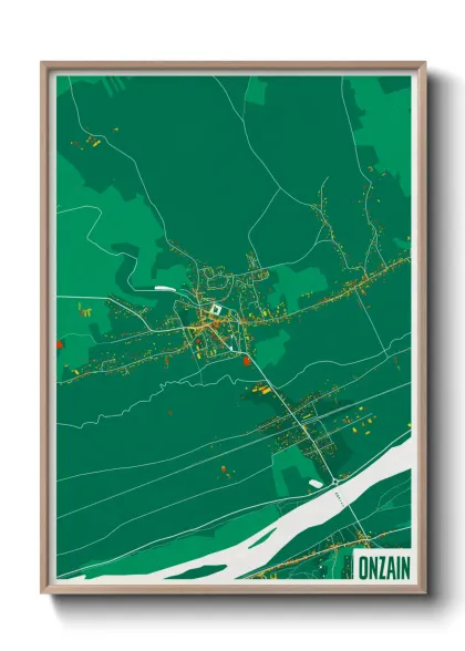 Une affiche de carte sur Onzain