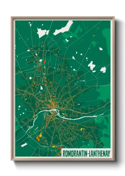 Une affiche de carte sur Romorantin-Lanthenay