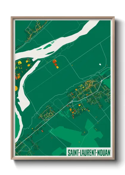 Une affiche de carte sur Saint-Laurent-Nouan