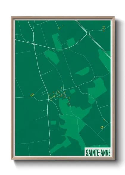 Une affiche de carte sur Sainte-Anne