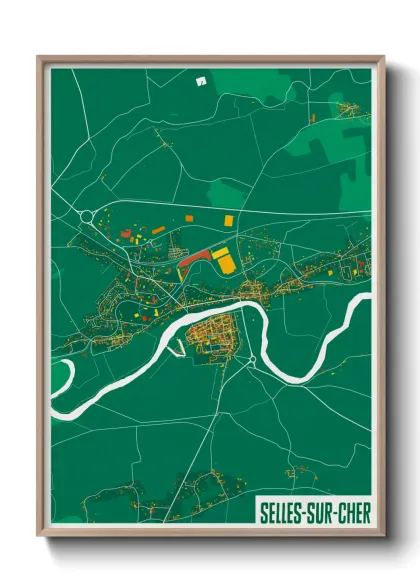 Une affiche de carte sur Selles-sur-Cher