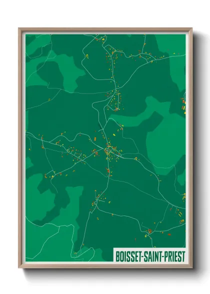 Une affiche de carte sur Boisset-Saint-Priest