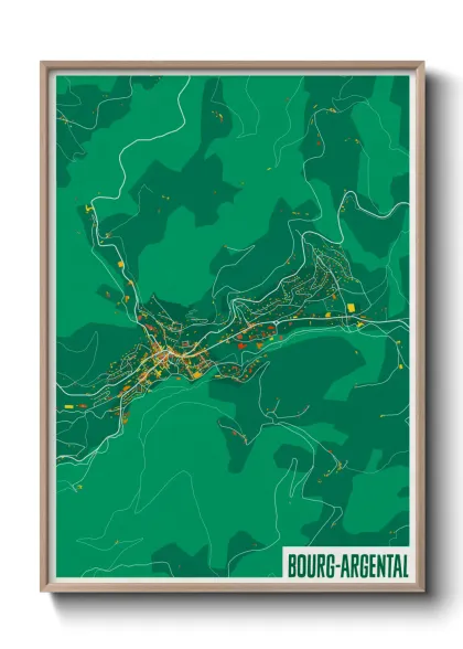 Une affiche de carte sur Bourg-Argental