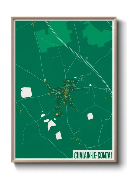 Une affiche de carte sur Chalain-le-Comtal