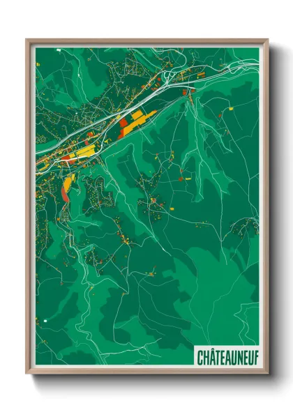Une affiche de carte sur Châteauneuf