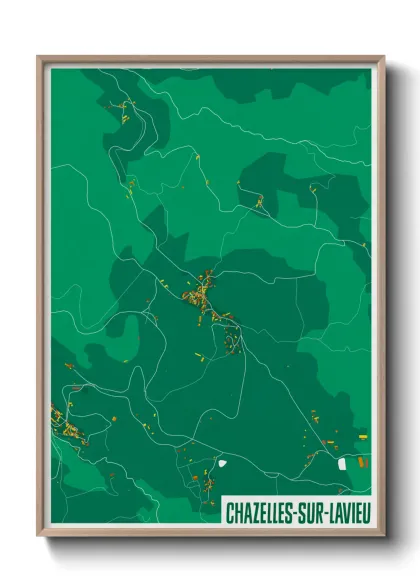Une affiche de carte sur Chazelles-sur-Lavieu
