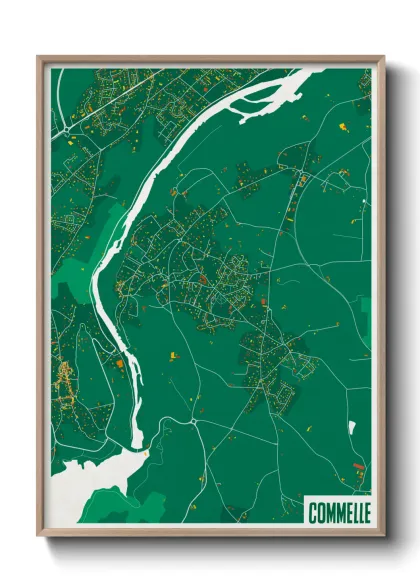 Une affiche de carte sur Commelle