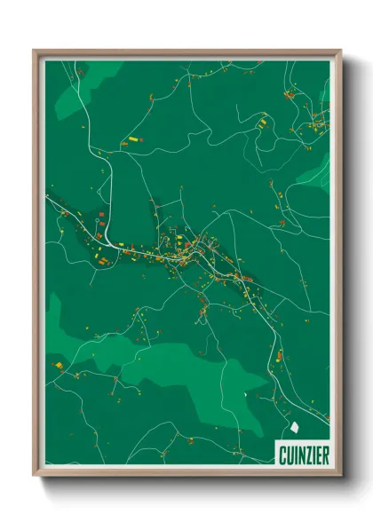 Une affiche de carte sur Cuinzier
