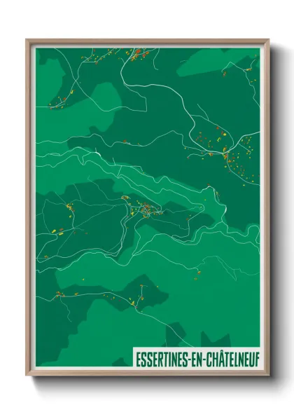 Une affiche de carte sur Essertines-en-Châtelneuf