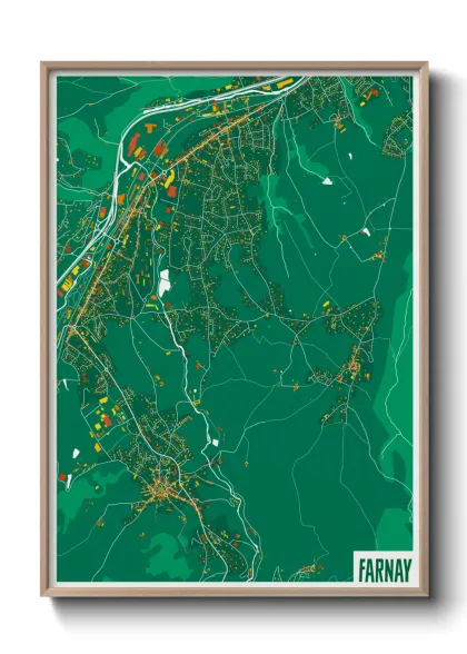 Une affiche de carte sur Farnay