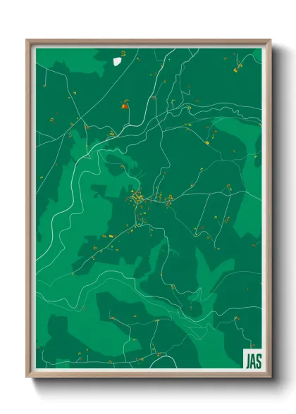 Une affiche de carte sur Jas