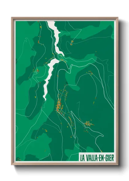 Une affiche de carte sur La Valla-en-Gier